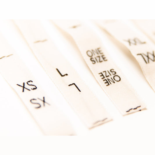 Woven Cotton Size Labels, Adult sizes