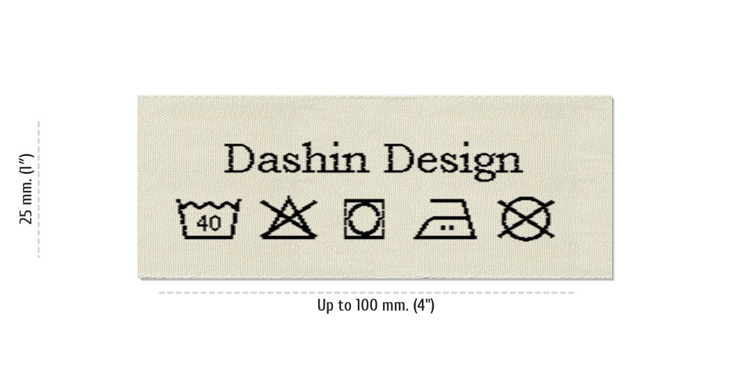 Sizes for Care Labels DASHIN, 25 mm (1″)